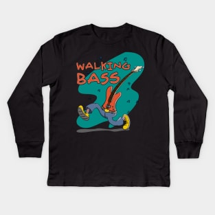 Walking Bass Guitar Kids Long Sleeve T-Shirt